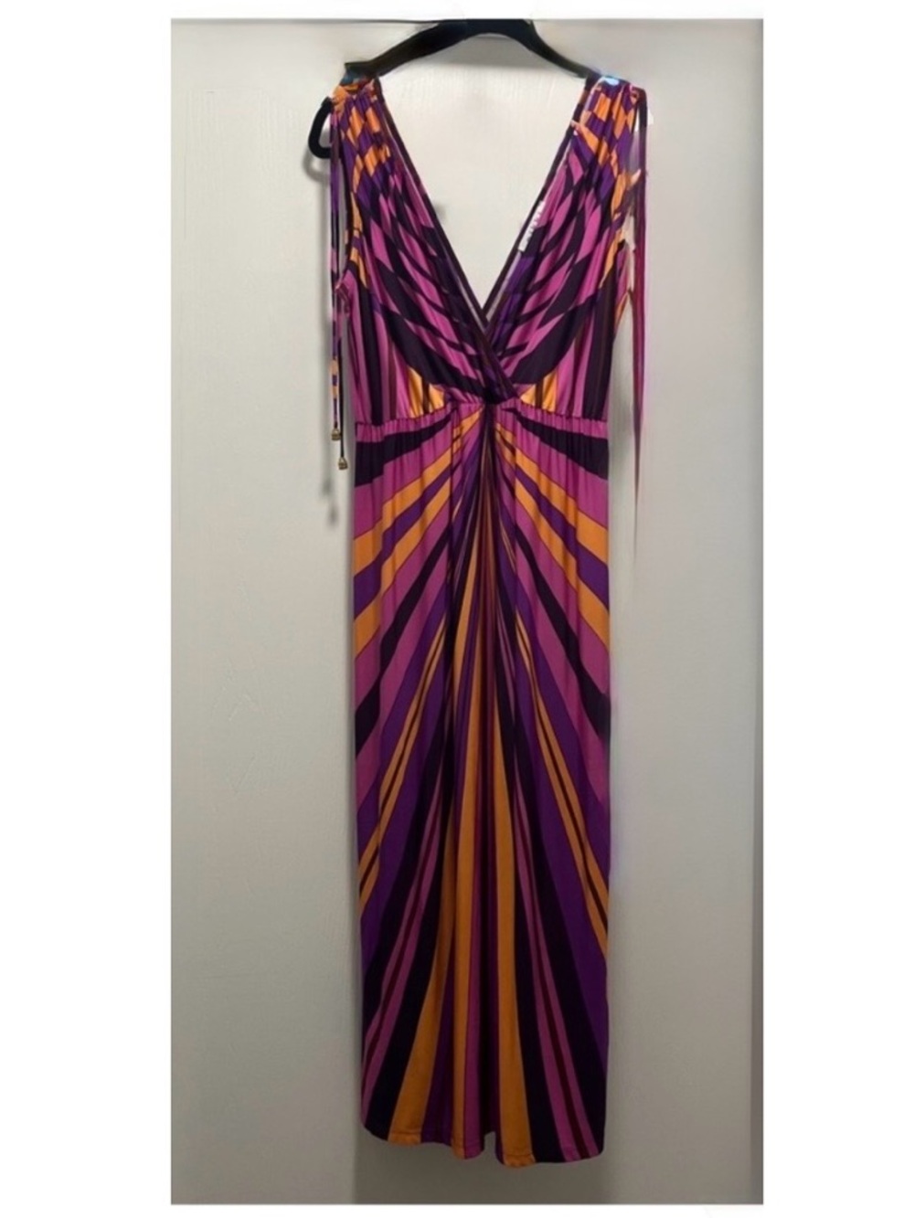 Nikki Poulos size 1x Purple & Orange V-Neck Maxi Dress